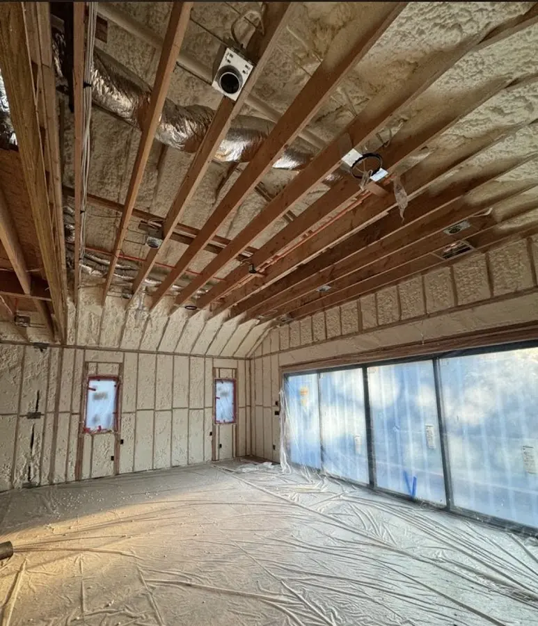 Interior walls and ceiling insulated with spray foam during new construction in Clarksdale